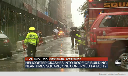 NYPD on the scene at helicopter crash.