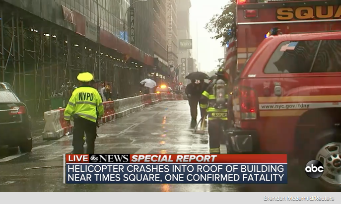 NYPD on the scene at helicopter crash.