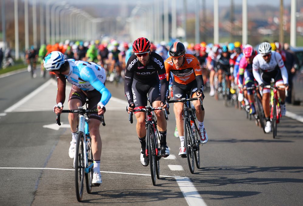 The early break forms in the Tour of Flanders