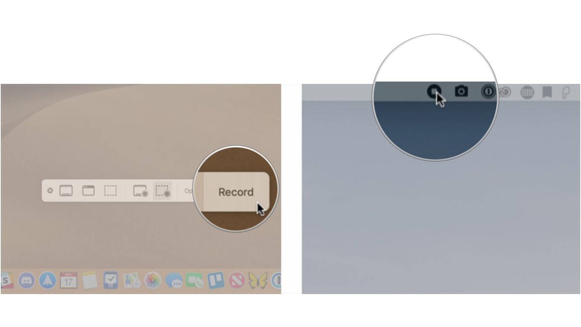 Чтобы записать свой экран на Mac, нажмите «Запись», нажмите кнопку «Стоп», когда закончите.