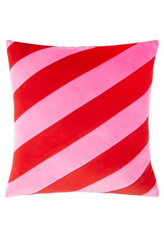 pink and red striped cushion