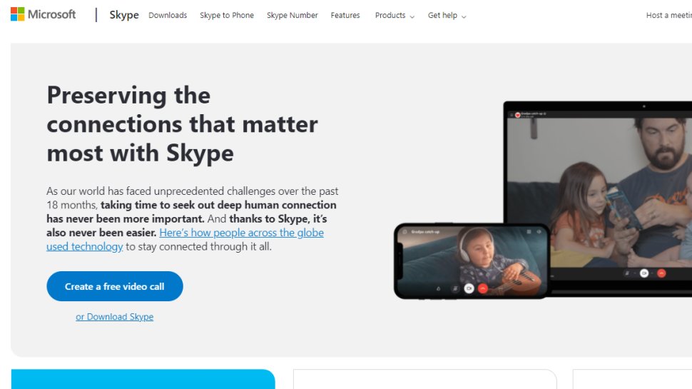 Website screenshot for Skype