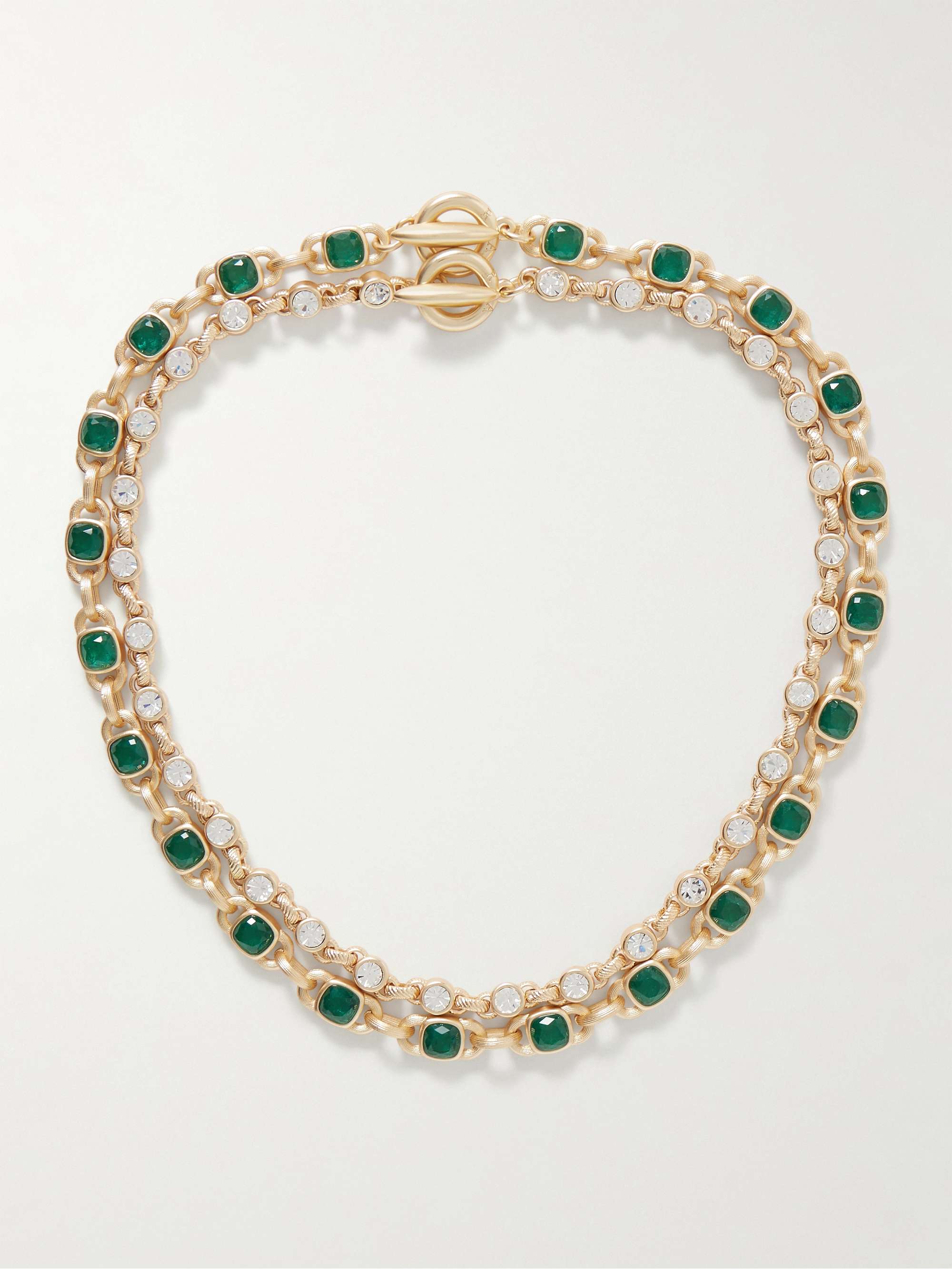 The Jeweled Link Set of Two Gold-Tone Crystal Necklaces