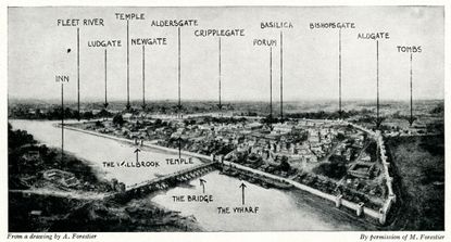 What Roman London may have looked like -- on the north bank of the River Thames, surrounded by a wall built by the Romans. Credit: Alamy
