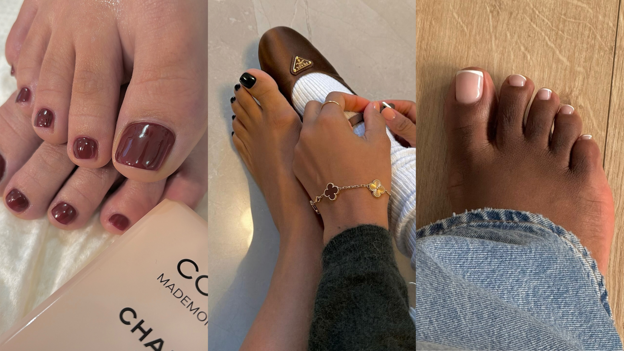a selection of autumnal pedicure inspiration for 2026