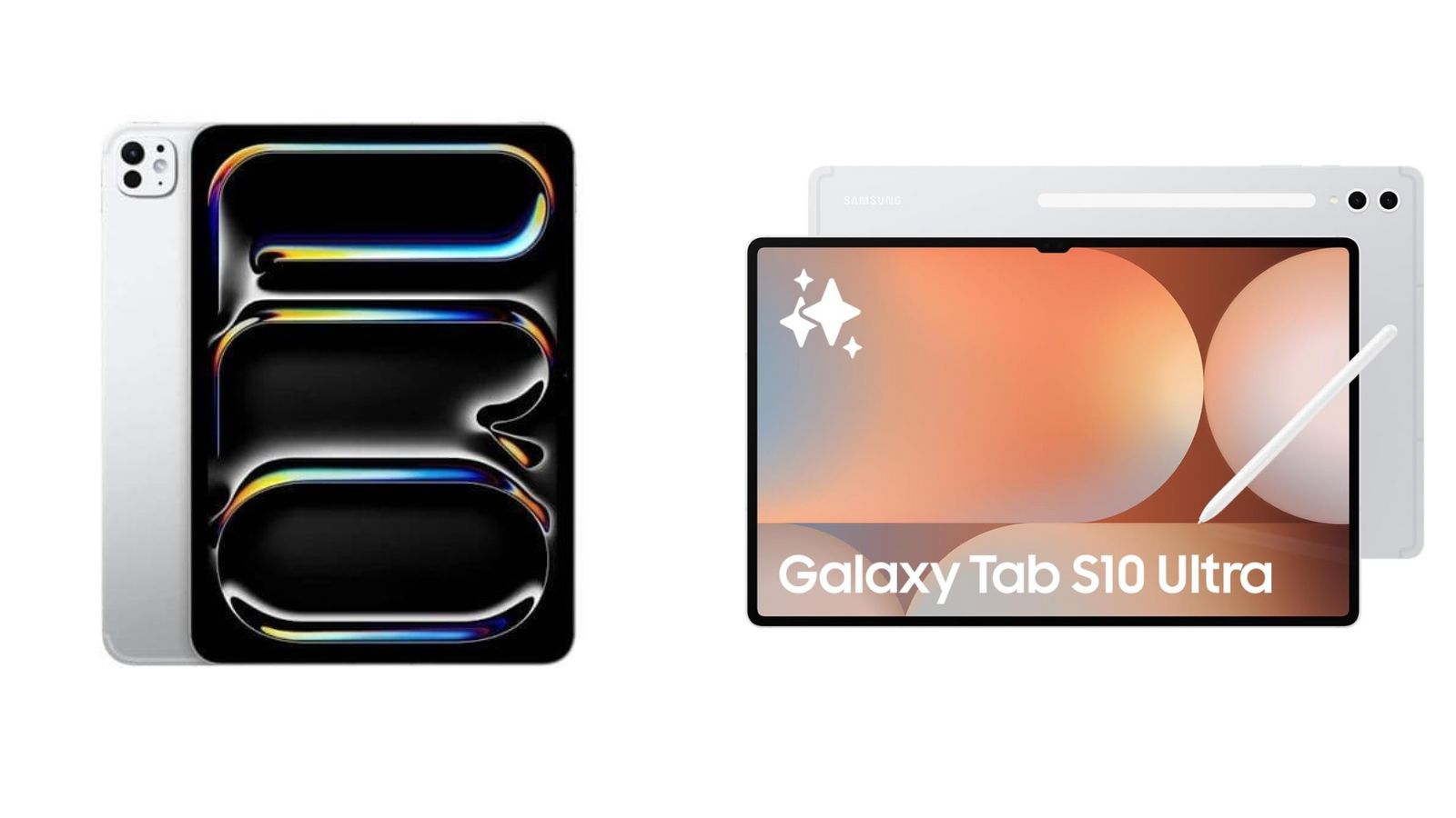 Apple iPad Pro M4 set alongside a Samsung Galaxy S10 Ultra tablet (not to scale)
