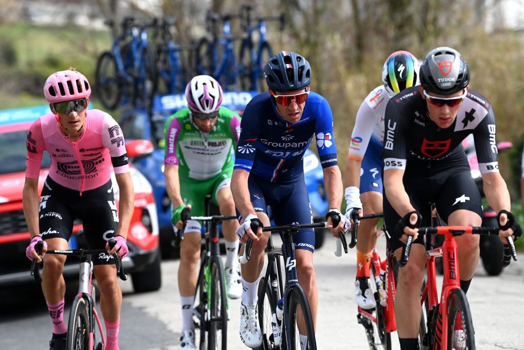 SAN BENEDETTO DEL TRONTO ITALY MARCH 12 Bruno Armirail of France and Team Groupama FDJ competes in the breakaway during the 58th TirrenoAdriatico 2023 Stage 7 a 154km stage from San Benedetto del Tronto to San Benedetto del Tronto UCIWT TirrenoAdriatico on March 12 2023 in San Benedetto del Tronto Italy Photo by Tim de WaeleGetty Images