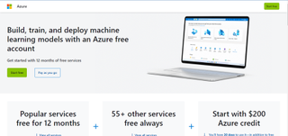 Website screenshot for Microsoft Azure Machine Learning