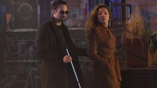 Matt Murdock and Heather Glenn walking on a sidewalk in Daredevil: Born Again