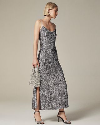 Sequin Floor-Length Slip Dress