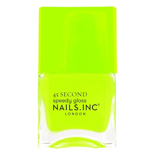 Nails Inc 45 Second Speedy Gloss, Daisy, Green, Neon, Glossy, No Chip, Long Lasting, Quick Dry, Air Dry, Professional Manicures &amp;amp; Pedicures, Fingernails &amp;amp; Toenails, Vegan Nail Polish, 0.47 Fl Oz