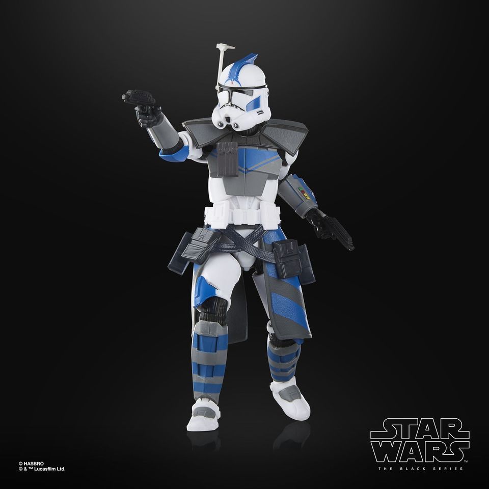 Star Wars The Black Series Arc Trooper Fives posed against a dark background