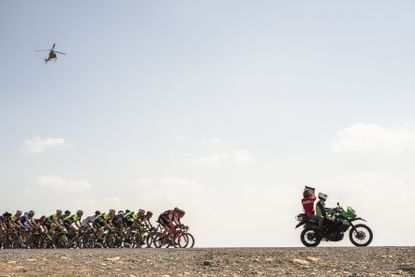 The peloton negotiate the Tour of Oman 2017 route. Image: ASO/K. D. Thorstad