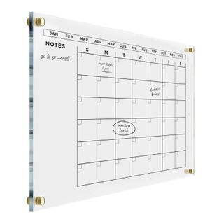 Large Acrylic Calendar Acrylic With Gold Hardware - Dry Erase Monthly Acrylic Calendar - Personalized Calendar 2024 Dry Erase Planner Family Calendar Dry Erase Wall Calendar (28x20