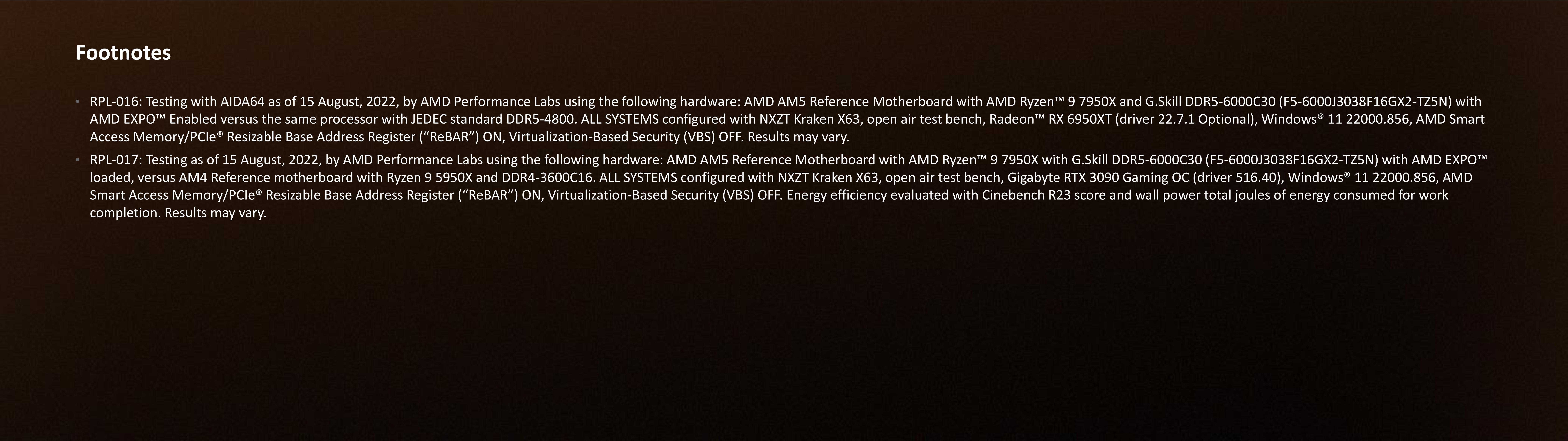 Ryzen 7000 test notes