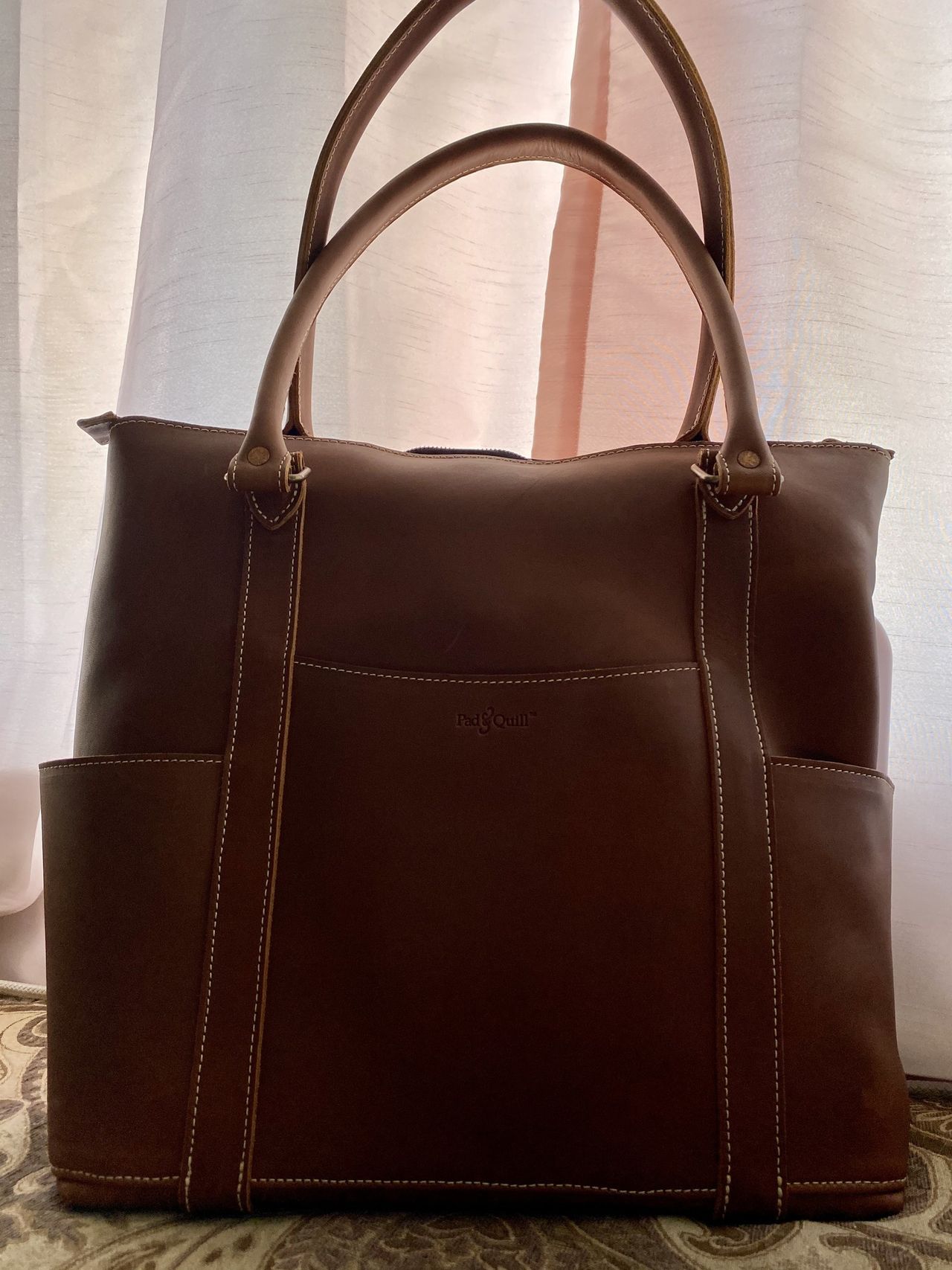 Pad Quill Leather Laptop Tote Handles