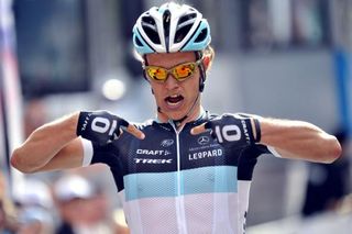 Leopard Trek's Linus Gerdemann takes his first win of the season at the Tour de Luxembourg.