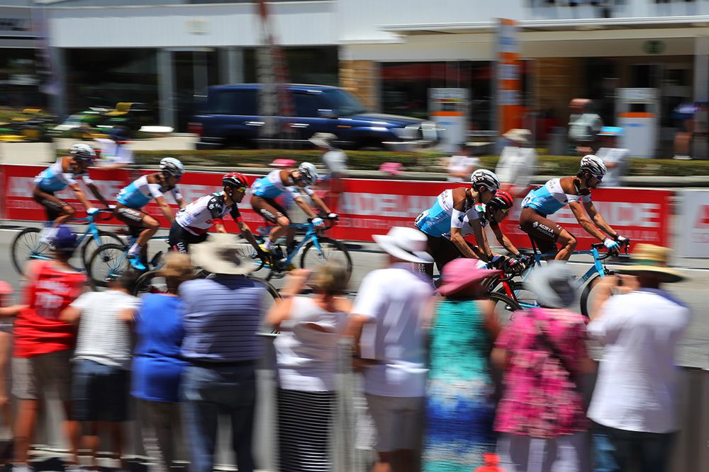 The Tour Down Under peloton blasts past