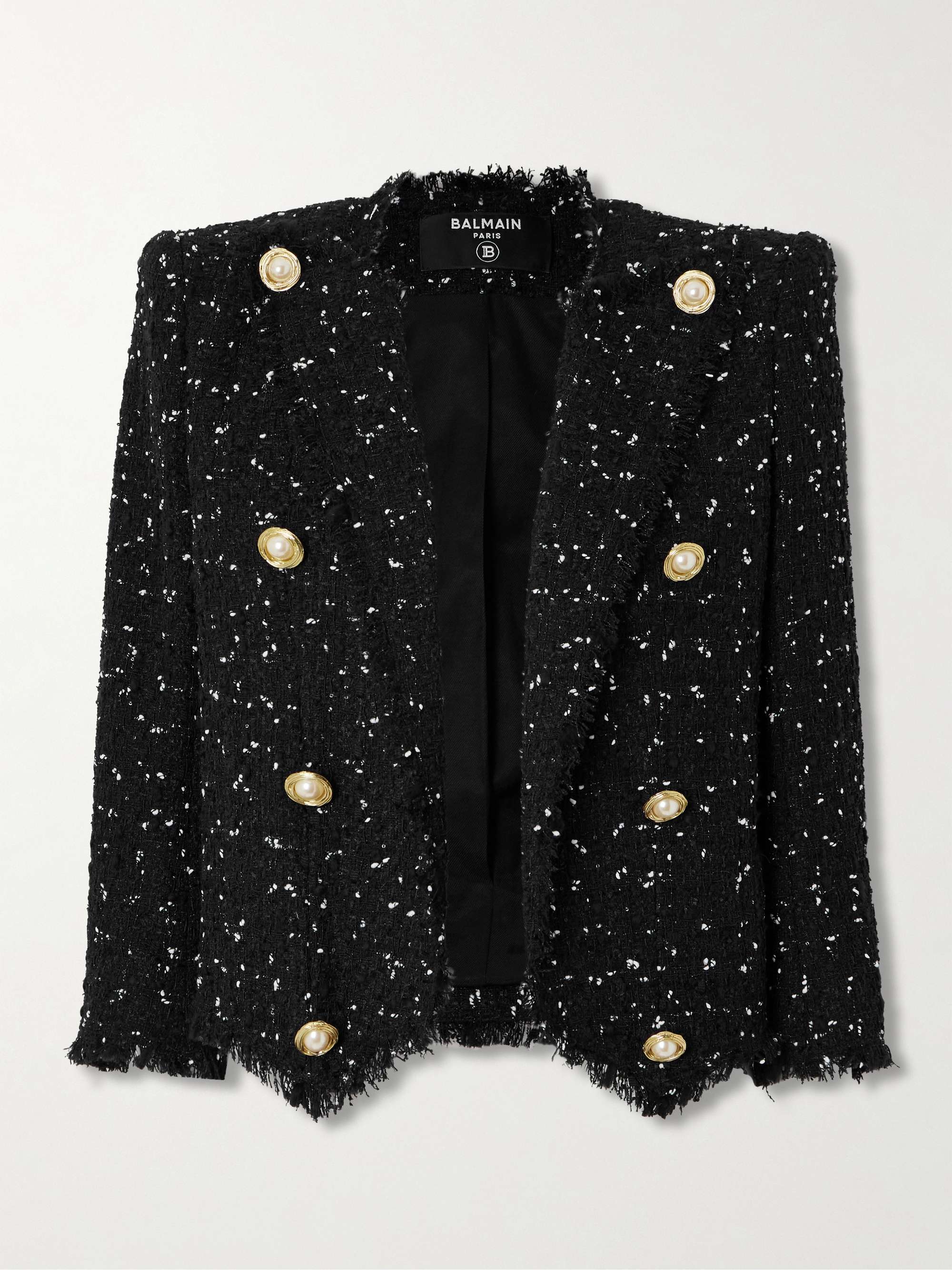Spencer Frayed Polka-Dot Sequin-Embellished Tweed Blazer
