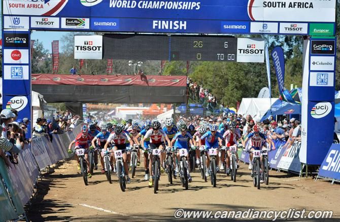 The start of the elite women's race at the cross country Worlds