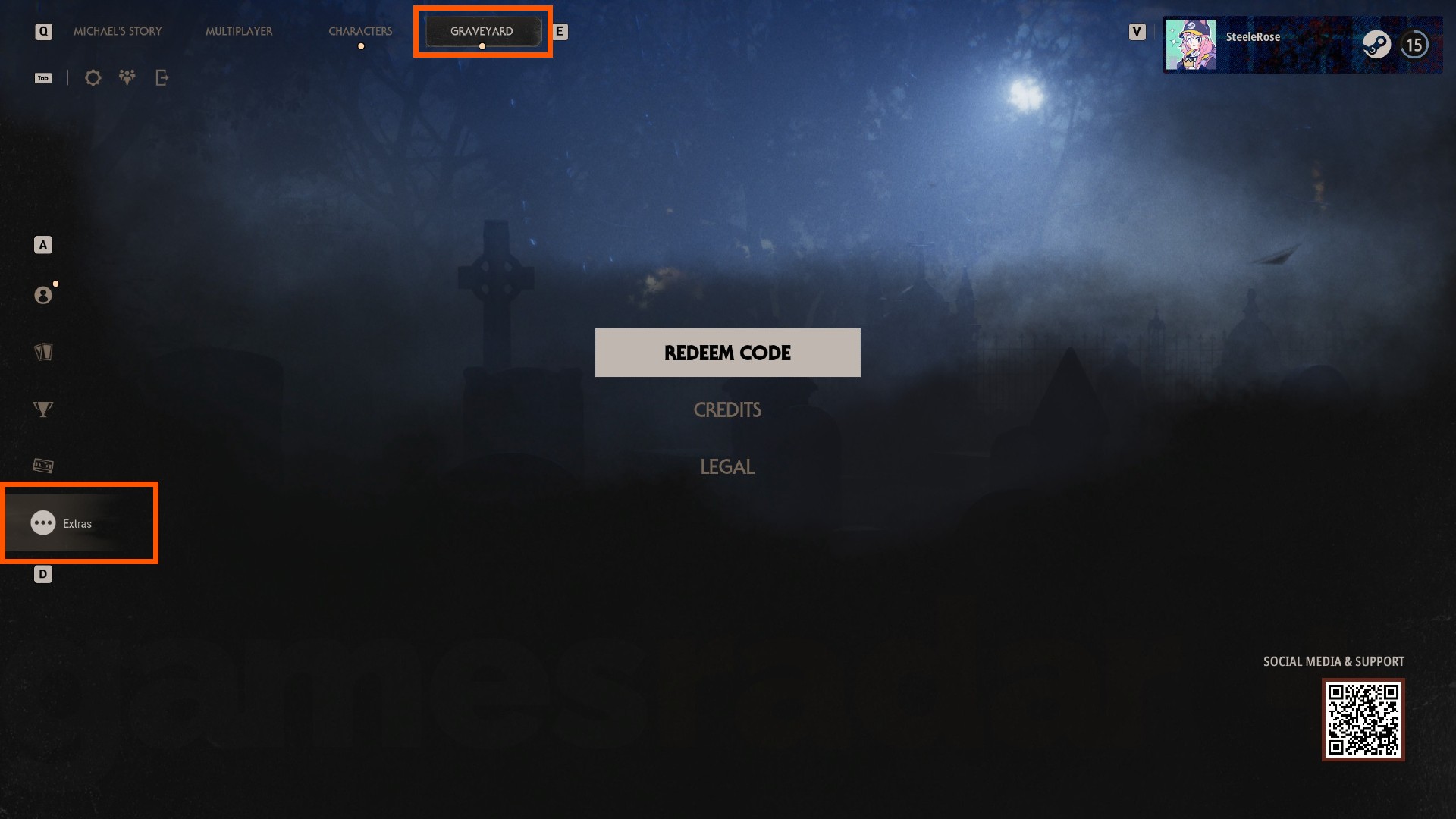 The Halloween the Game codes redemption page, including orange arrows showing you how to get there.