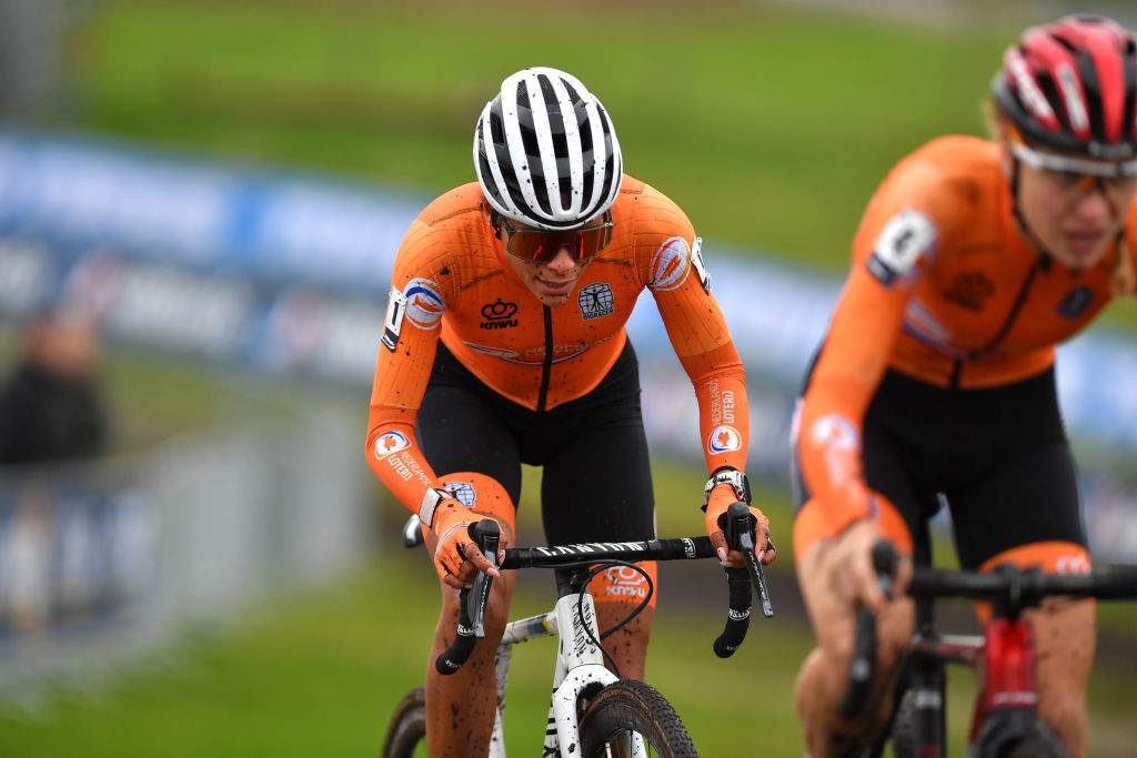 COL DU VAM DRENTHE NETHERLANDS NOVEMBER 06 Ceylin Del Carmen Alvarado of Netherlands competes during the 19th UEC European Cyclocross Championships 2021 Womens Elite EuroCross21 UECcycling on November 06 2021 in Col du Vam Drenthe Netherlands Photo by Luc ClaessenGetty Images