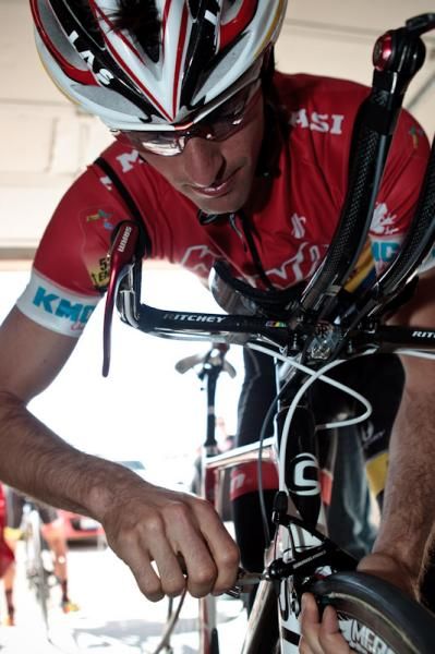 Roman Kilun makes some adjustments to what will be his TT bike this year.