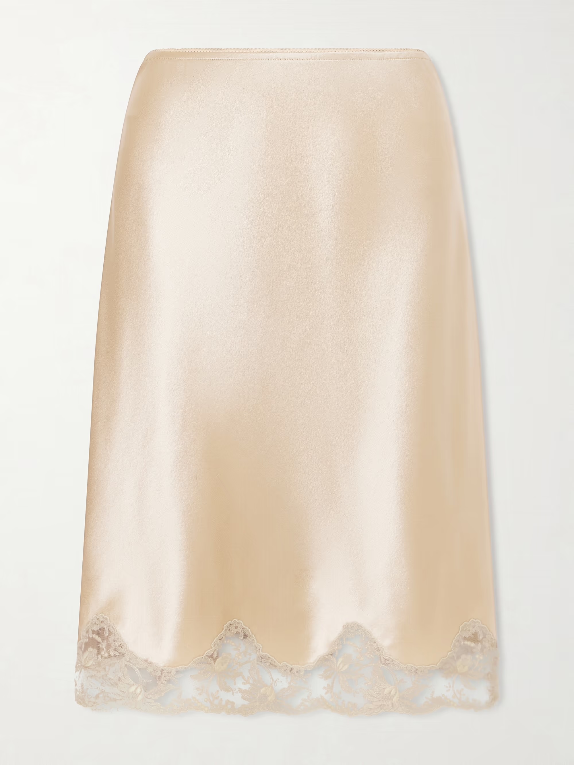 Saint Laurent, Lace-Trimmed Silk-Satin Skirt