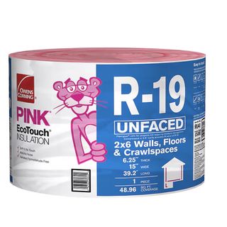 roll of PINK unfaced insulation