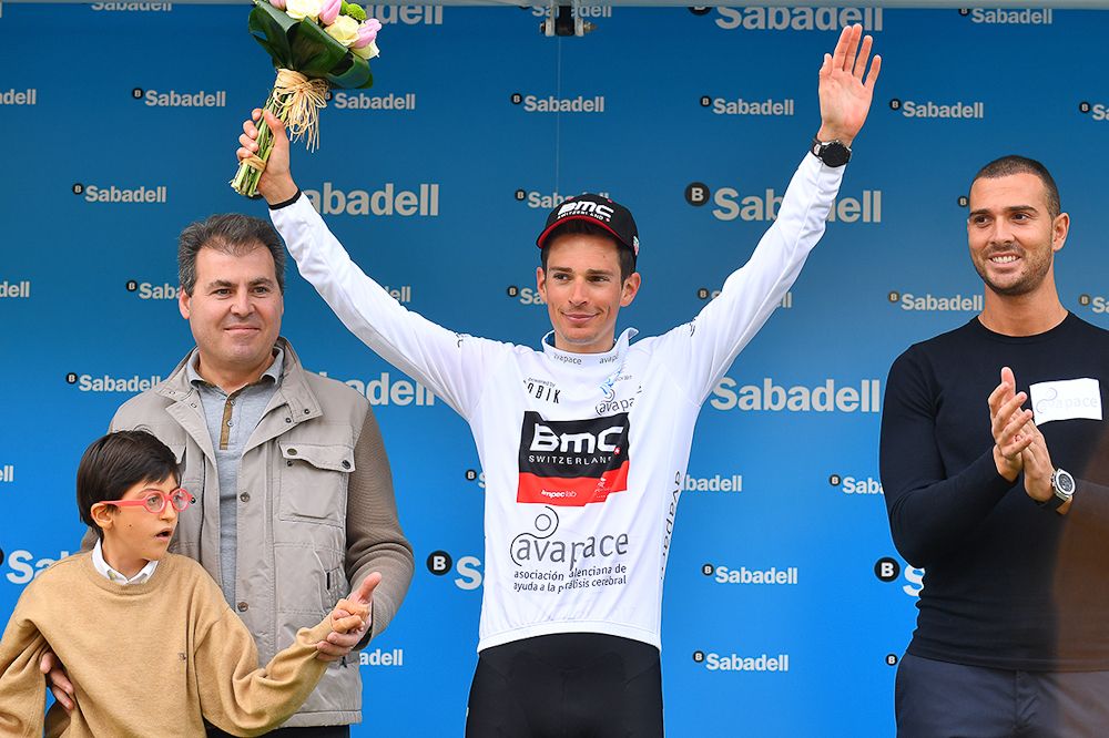 Manuel Senni in the white jersey after stage 3 in Valencia