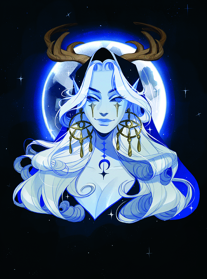 Digital art showing a female fantasy character