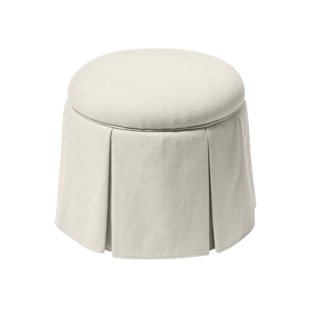 Box Pleat Skirt Storage Ottoman Performance Fabric Cream - Threshold&amp;trade; Designed With Studio Mcgee