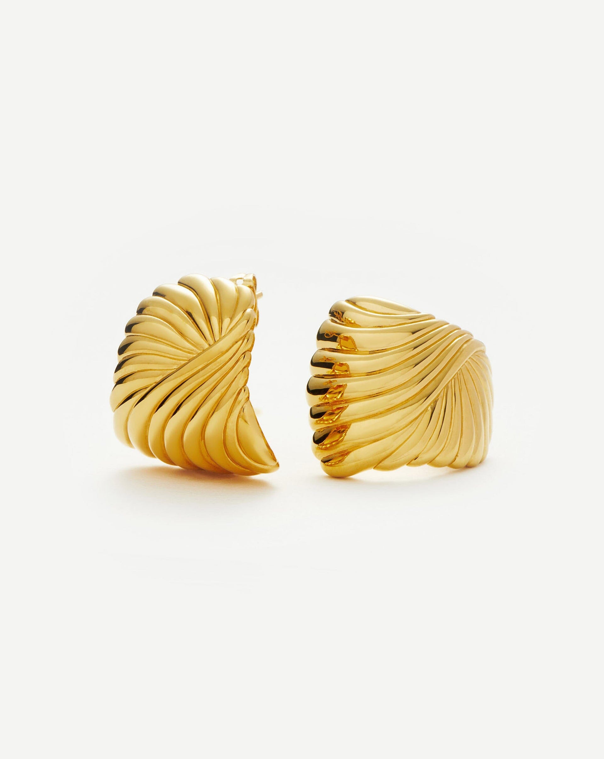 Ripple Oversized Stud Earrings - 18ct Gold Plated