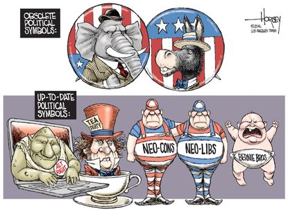 23. Political cartoon U.S. symbols alt right Tea Party Bernie bros