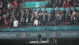 Prime Minister Boris Johnson and FIFA President Gianni Infantino at opposite ends of the Wembley box at the Euro 2020 final