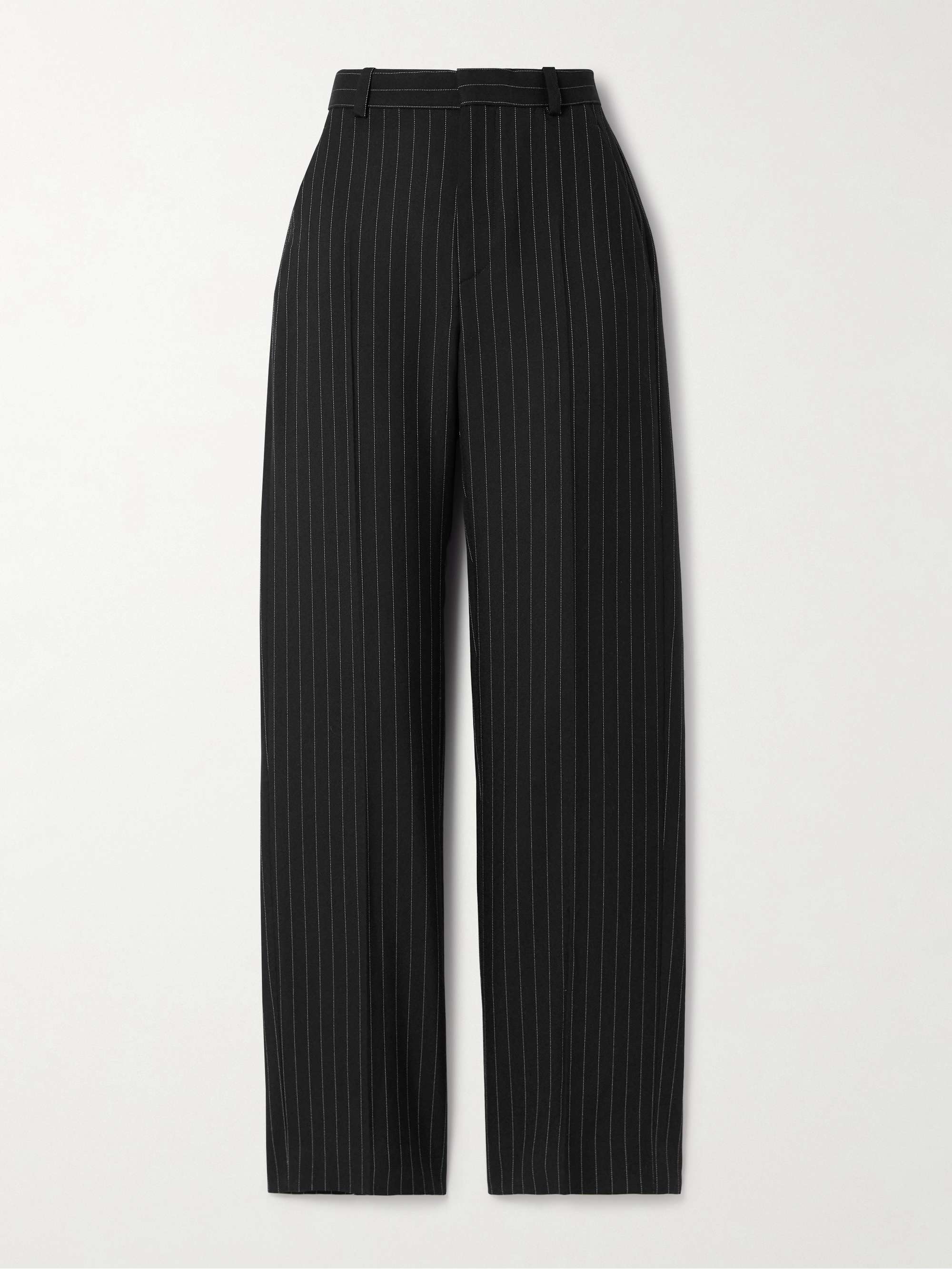 Pinstriped Wool-Twill Straight-Leg Pants