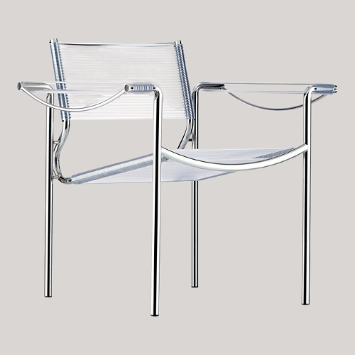 Alias 109 Spaghetti Armchair With Clear Pvc Seat and Chromed Steel Frame