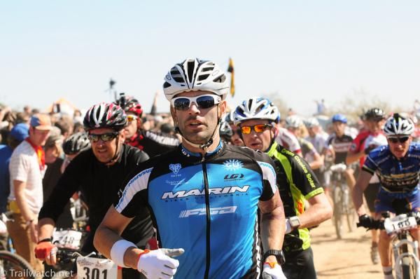 Chaos reigned at the start as bikes and runners were all on course at the same time