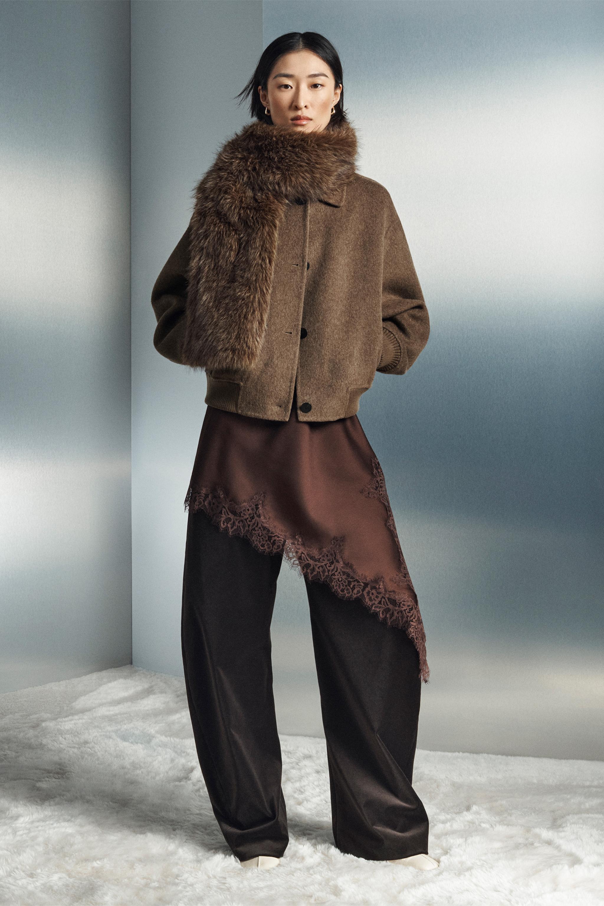 Wool Blend Bomber Jacket Zw Collection