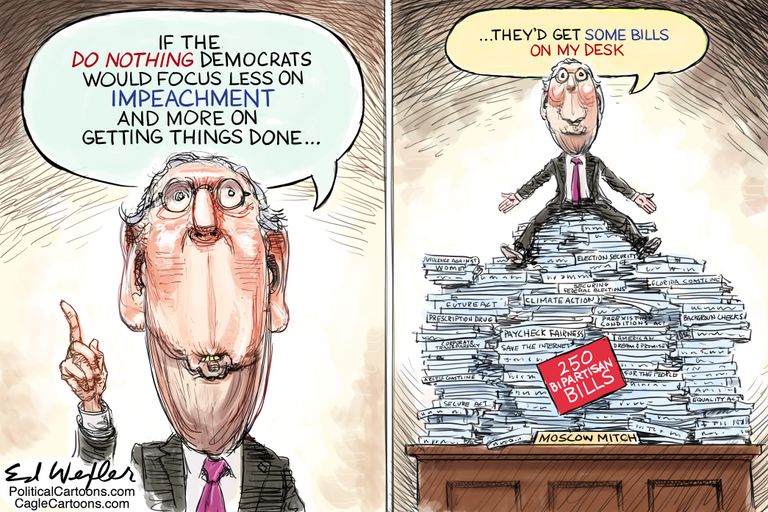 Political Cartoon U.S. Mitch McConnel Trump Impeachment Focus Stacked ...