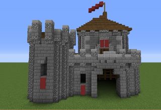 Minecraft castle ideas - a very basic castle keep with a tower