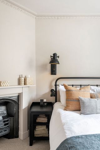 Neutral bedroom with storage bedside tables