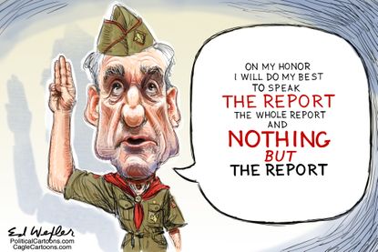 Political Cartoon Mueller Report Scouts Honor Testimony