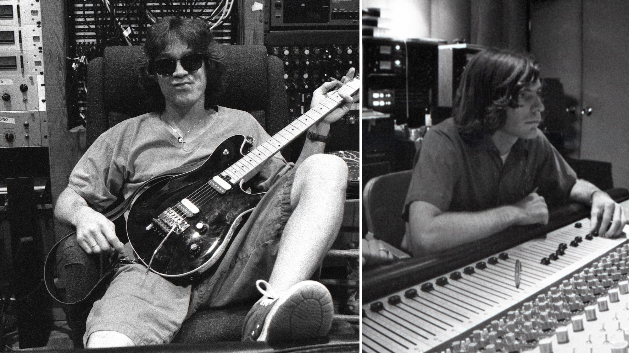 (left) Eddie Van Halen and (right) Donn Landee, both pictured at 5150 Studios