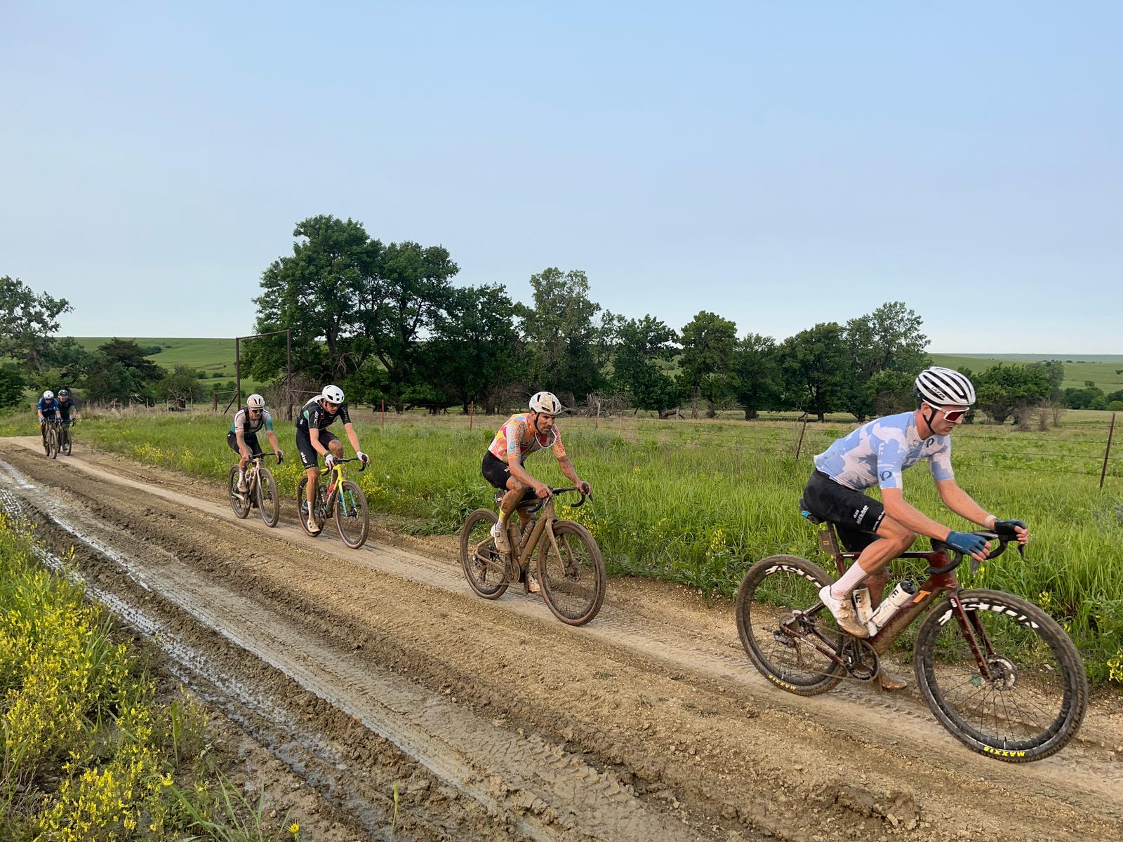 Photos on Divide Road from the men's elite race at Unbound 200 2025