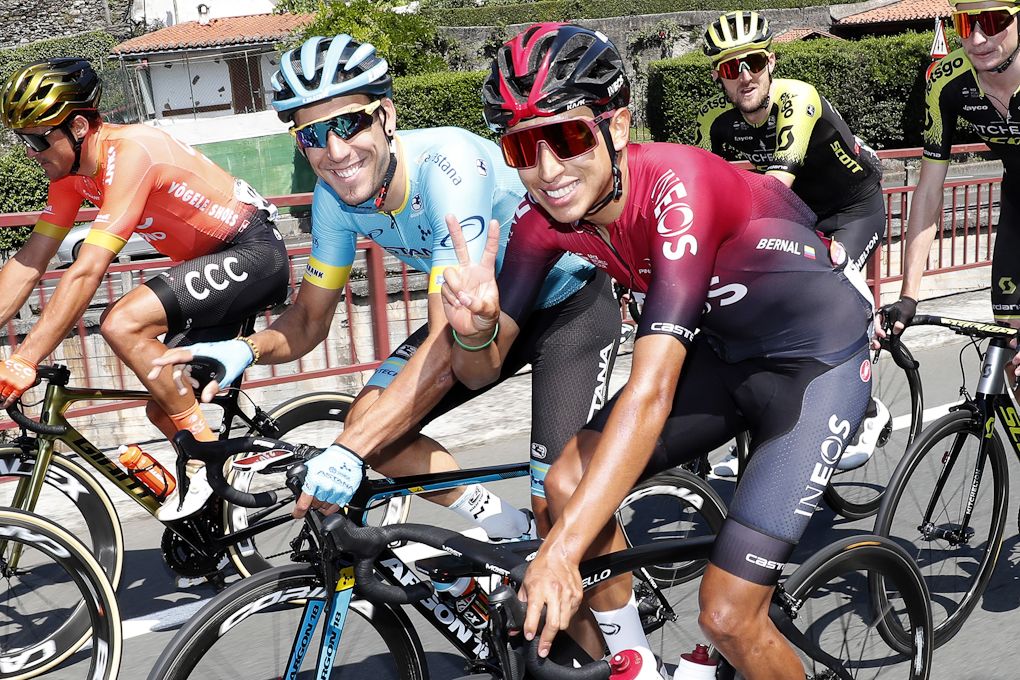 Egan Bernal (Team Ineos) and Omar Fraile (Astana Pro Team)