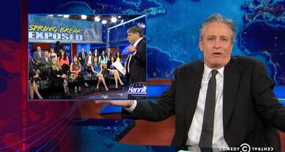 Jon Stewart gleefully deconstructs Sean Hannity's Spring Break expos&eacute;