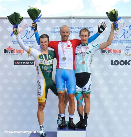 Men's podium (L-R): Zach Bell (Kelly Benefit Strategies), Svein Tuft (Garmin-Transitions) and Ryan Roth (SpiderTech-Planet Energy).