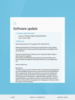 Samsung Galaxy Tab S3 software update