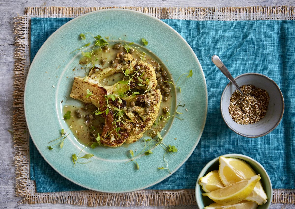 Cauliflower steaks with anchovy and lemon butter British Recipes